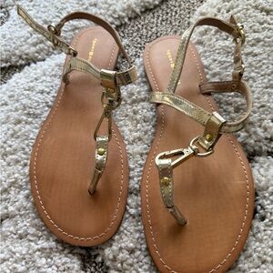 Tommy Hilfiger Metallic and Tan Sandals